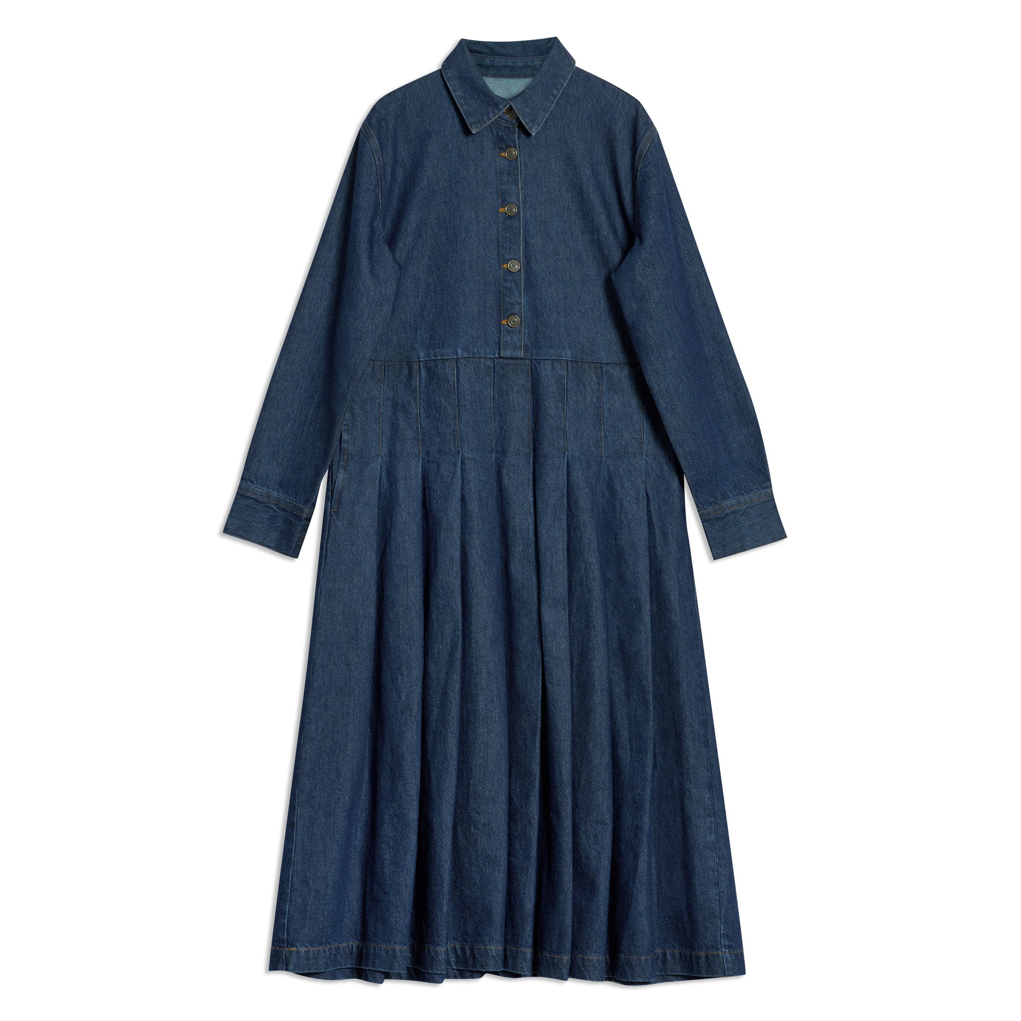 Denim Pleated Shirtdress