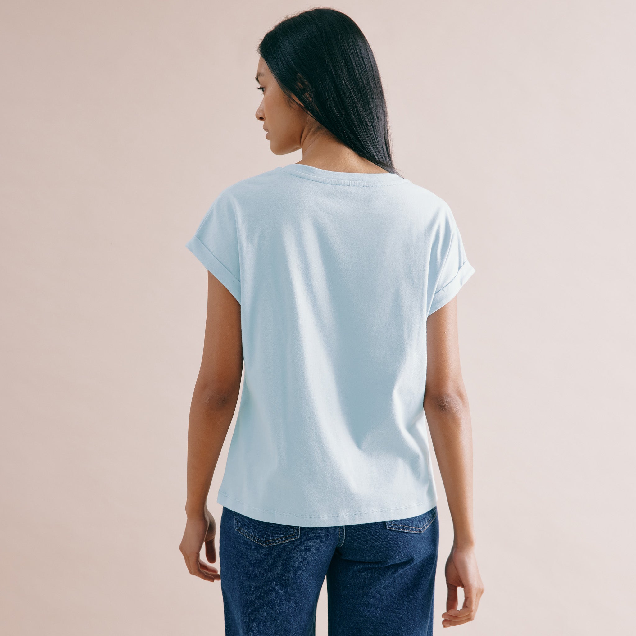 Blue Roll Back T Shirt