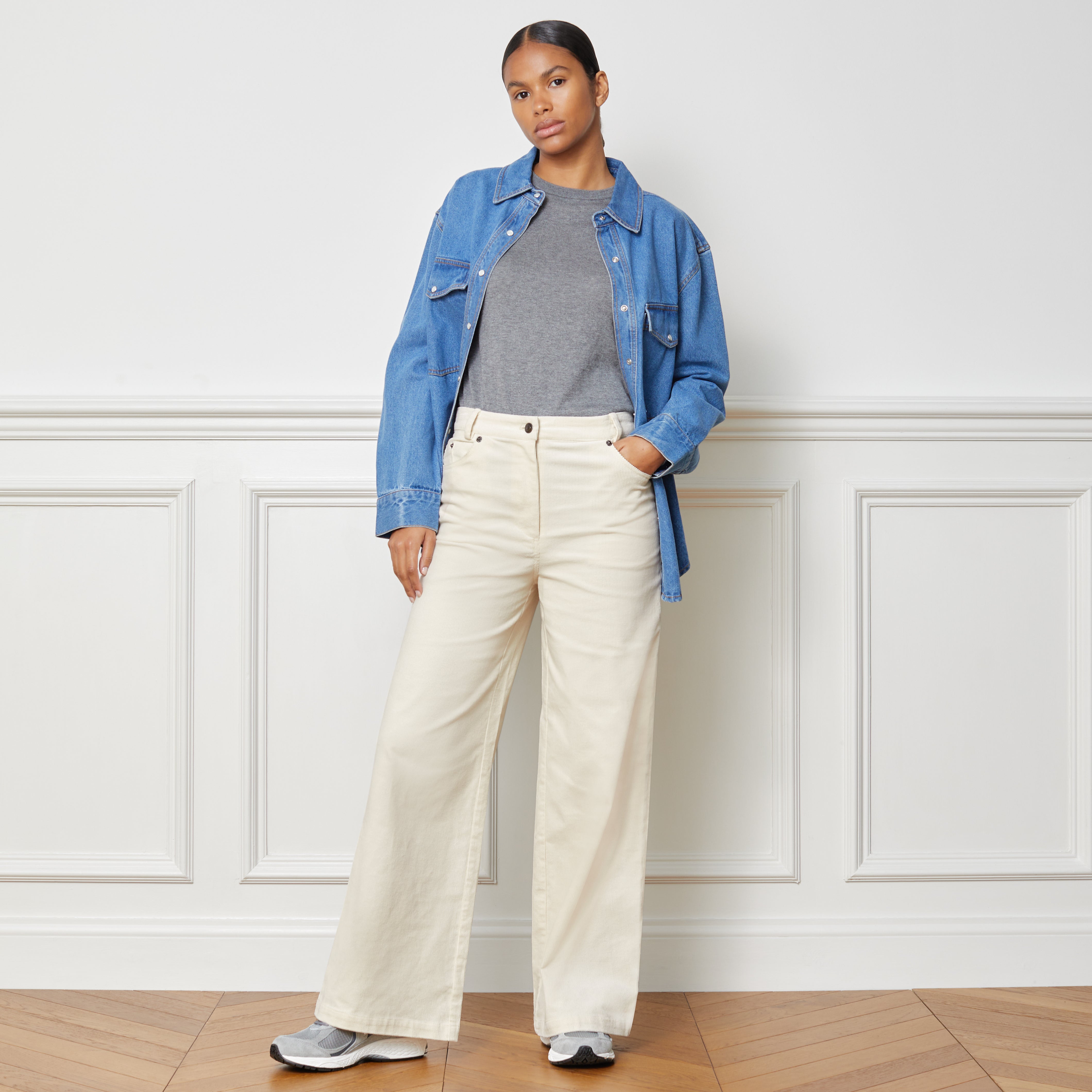 Cream wide leg store jeans