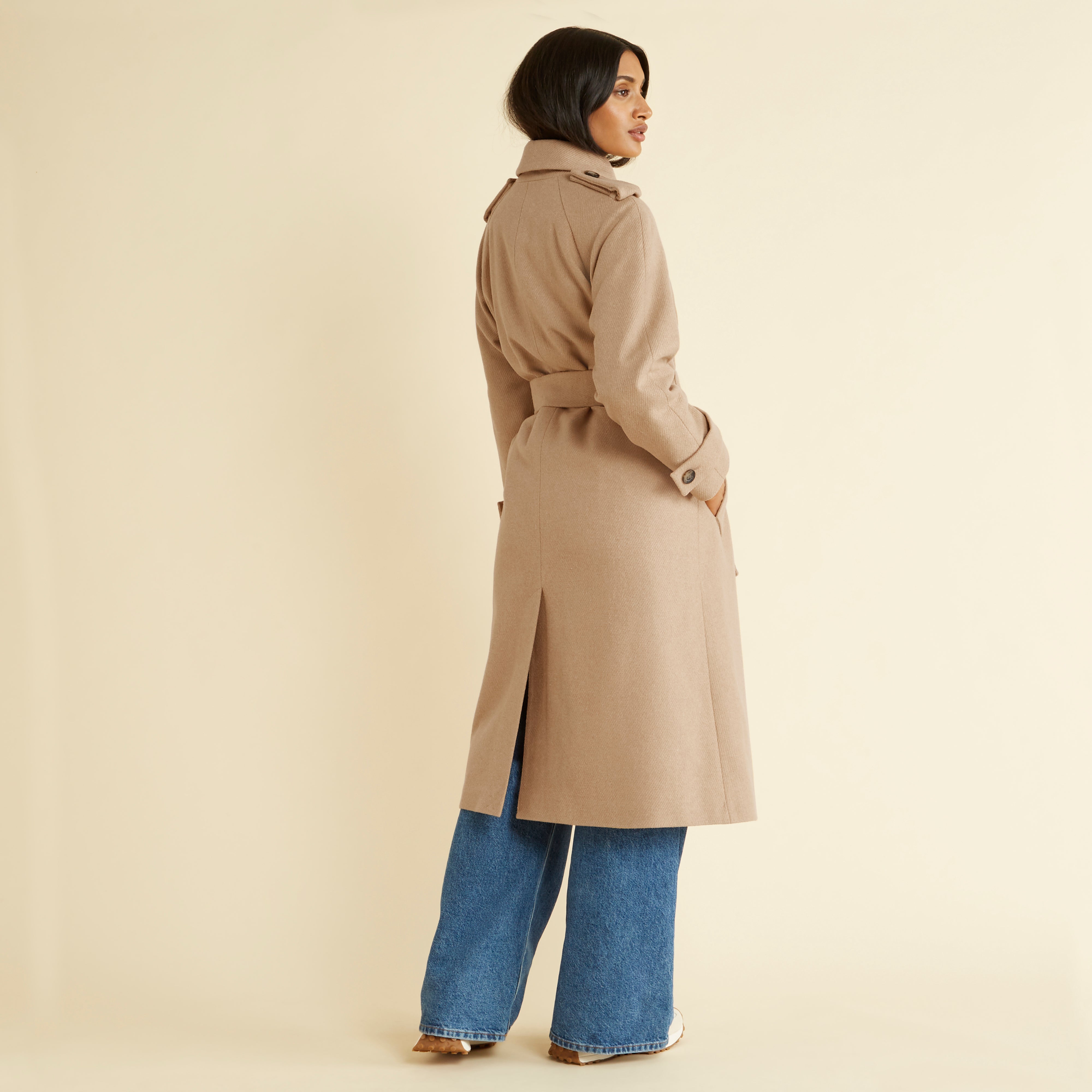 Camel wool cheap trench coat