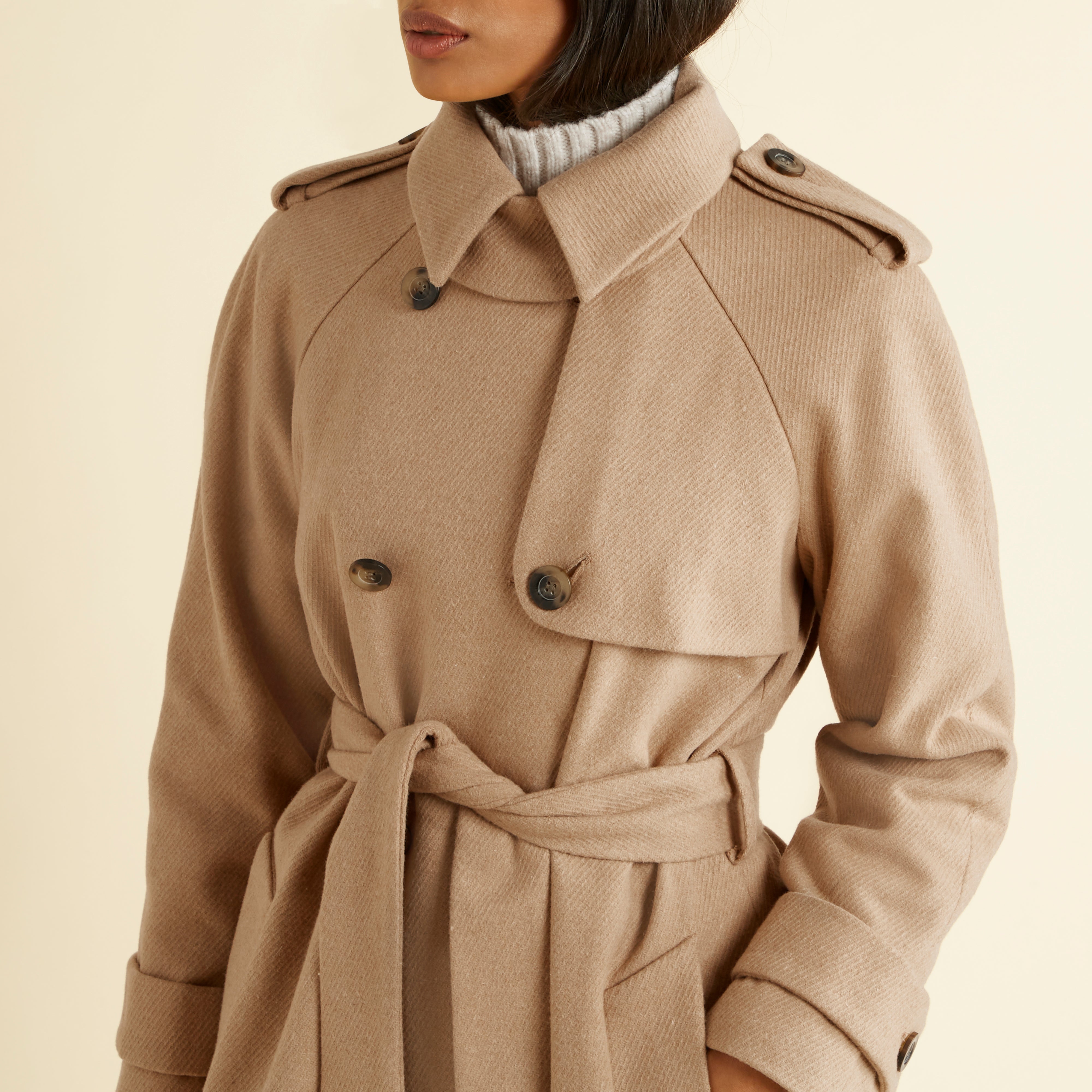 Camel Wool Blend Trench Coat Sustainable Womenswear Albaray