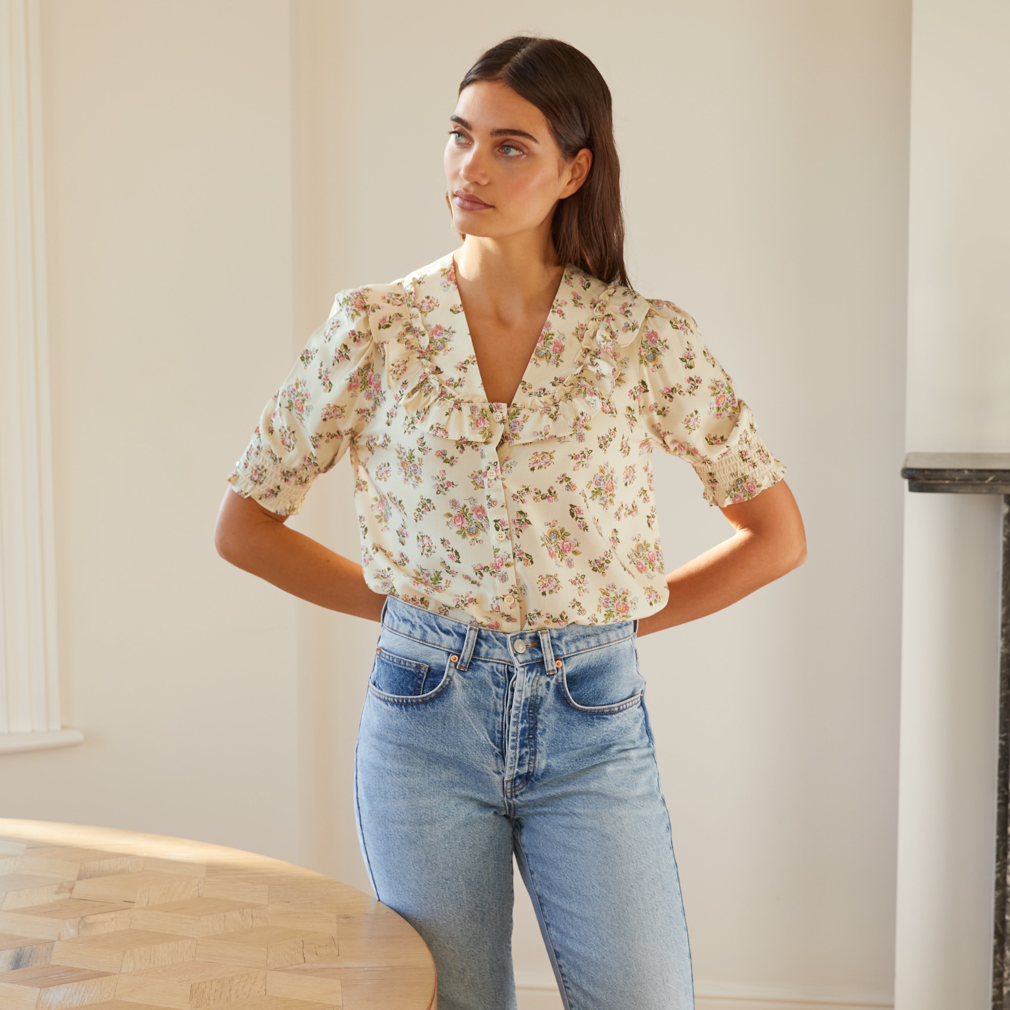 French Rose Ruffle Blouse – Albaray