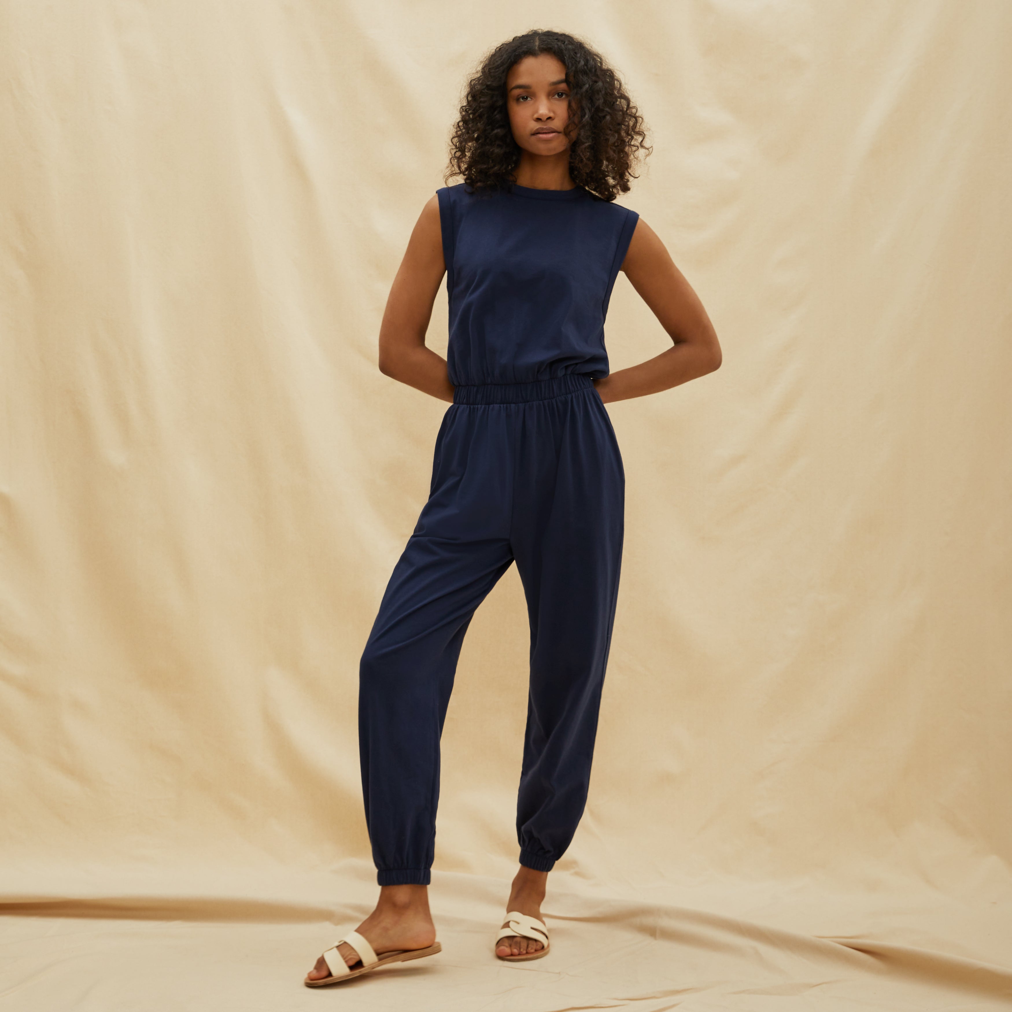 Navy store jersey jumpsuit