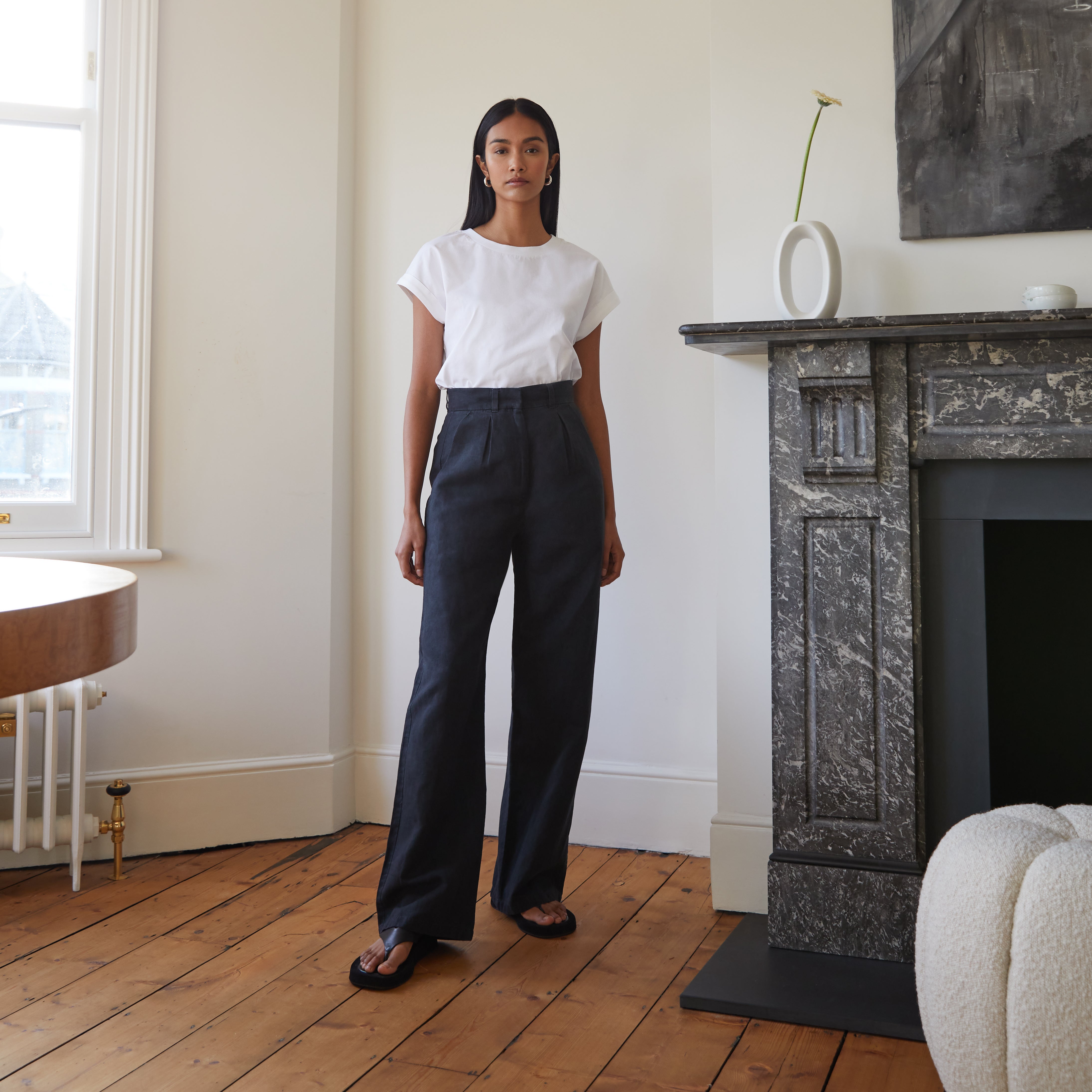 High waisted linen outlet trousers